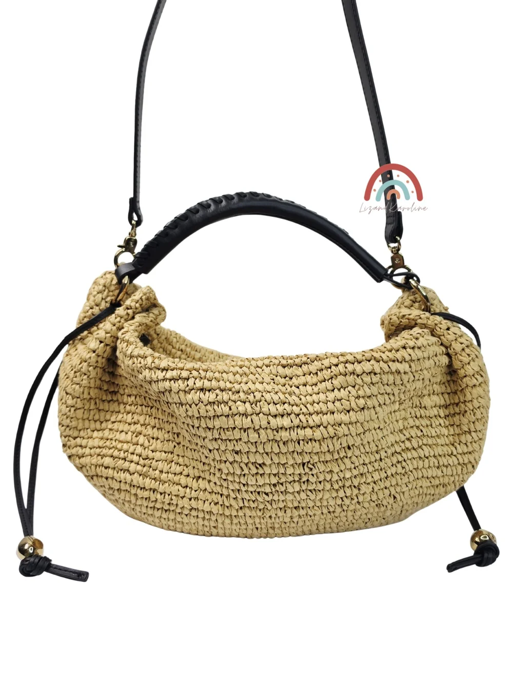 Madewell The Camren Gathered Shoulder Bag in Natural Straw and Leather Trim - Picture 5 of 16